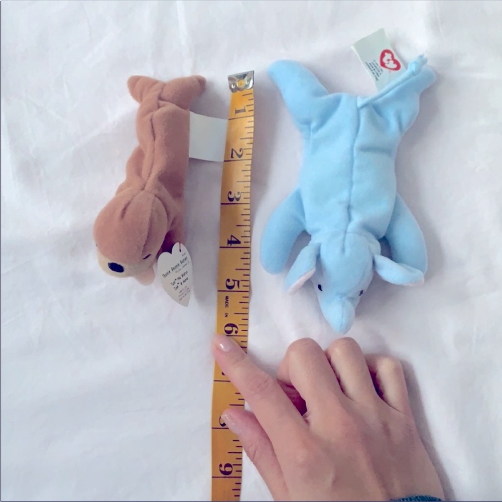 NWT, vintage Ty beanie babies, walrus and elephant, brown and baby blue.